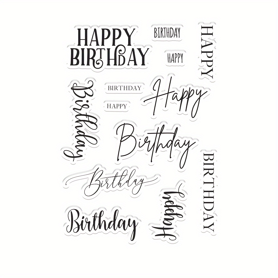 Image of 1pc Happy Birthday English Transparent Stamp Embossing Stamp Stamp For Scrapbooking /card Making Decorative Craft Supplies Rubber Stamp