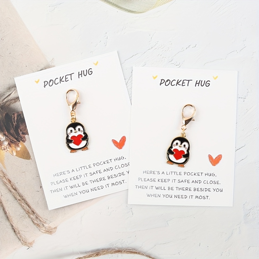 1 Cartoon Penguin Keychains: Pocket Animal Hug, Cute Animal Keyring, Support Gift, Gift For , Family, Teachers, Hug Gift, Birthday, Christmas, Valentine's Day, Anniversary, New Year, Party Gift