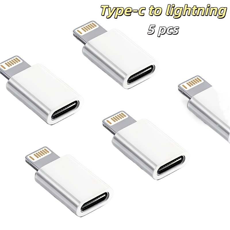 TEMU 5-pack Usb C To Lightning Charging Adapter, Type C Female To Lightning Male Converter, Charging Connector For Iphone 14/13/12/11 Series, Ipad,