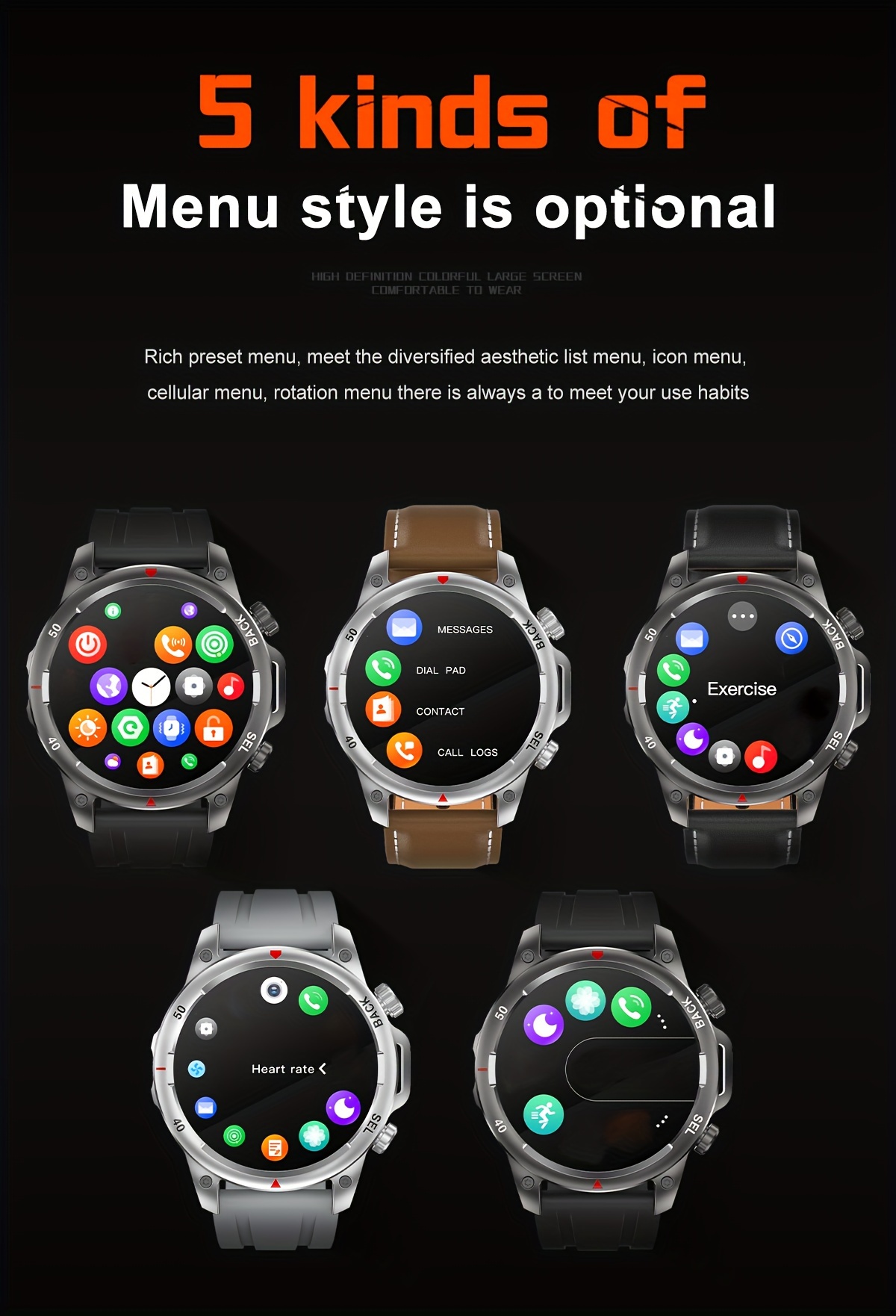 Men's Smartwatch HD LED Display, AI Voice Assistant, Wireless Calling, GPS Tracker, Compass, Fitness Tracker with Stainless Steel/Silicone Band_voghion.com