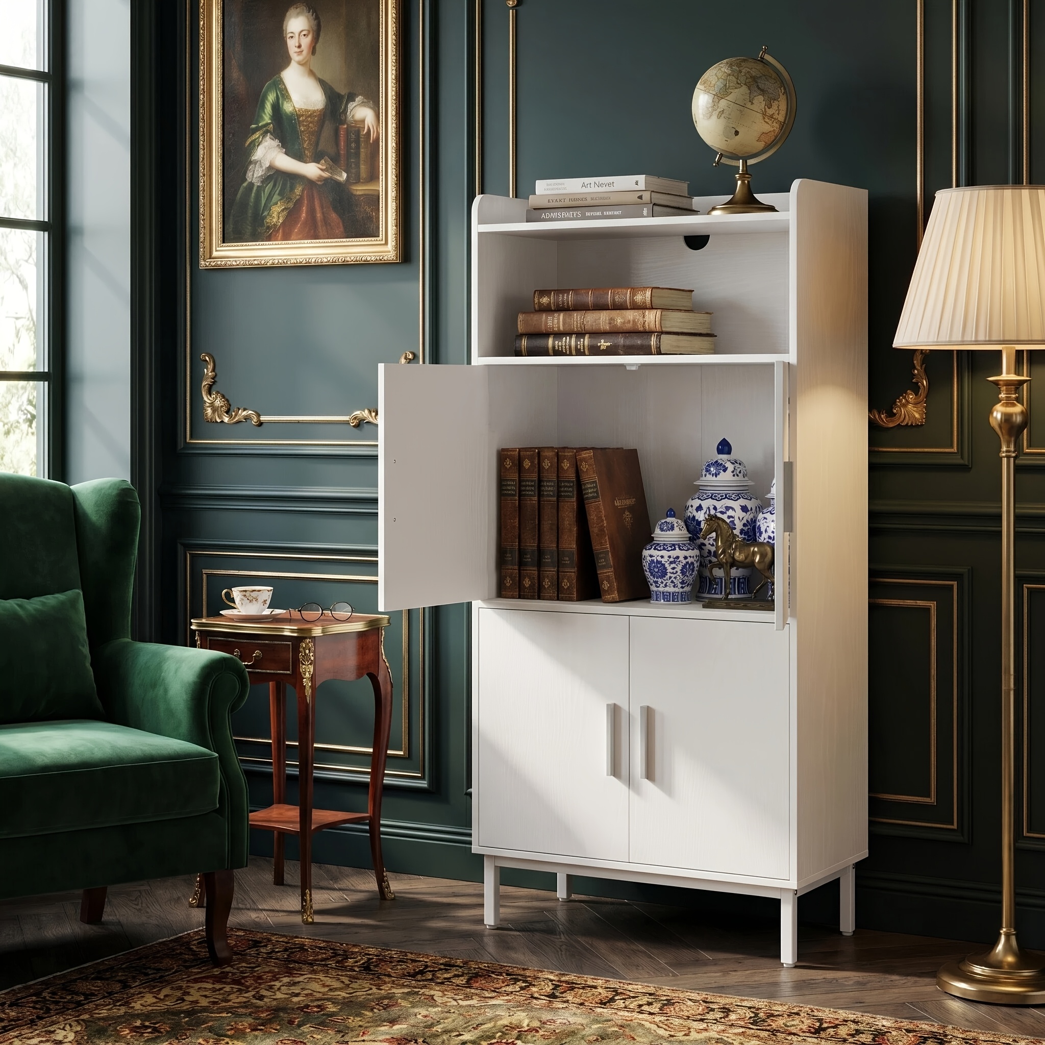 Image of Bathroom Cabinet, Kitchen Cabinet, Storage Cabinet, And 1 , Adjustable Shelf, Bathroom, Living Room, 30 X 60 X 120cm, White