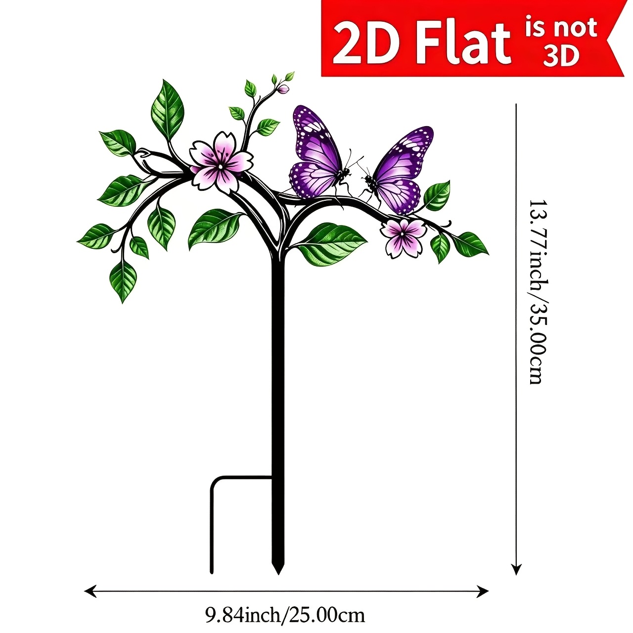 TEMU 2d Flat, [2d Flat] 1pc 1pcs Colorful Garden Stake Suitable For All- Outdoor/indoor Use, Vibrant Plastic Flower Stake With 2 Design, Flat
