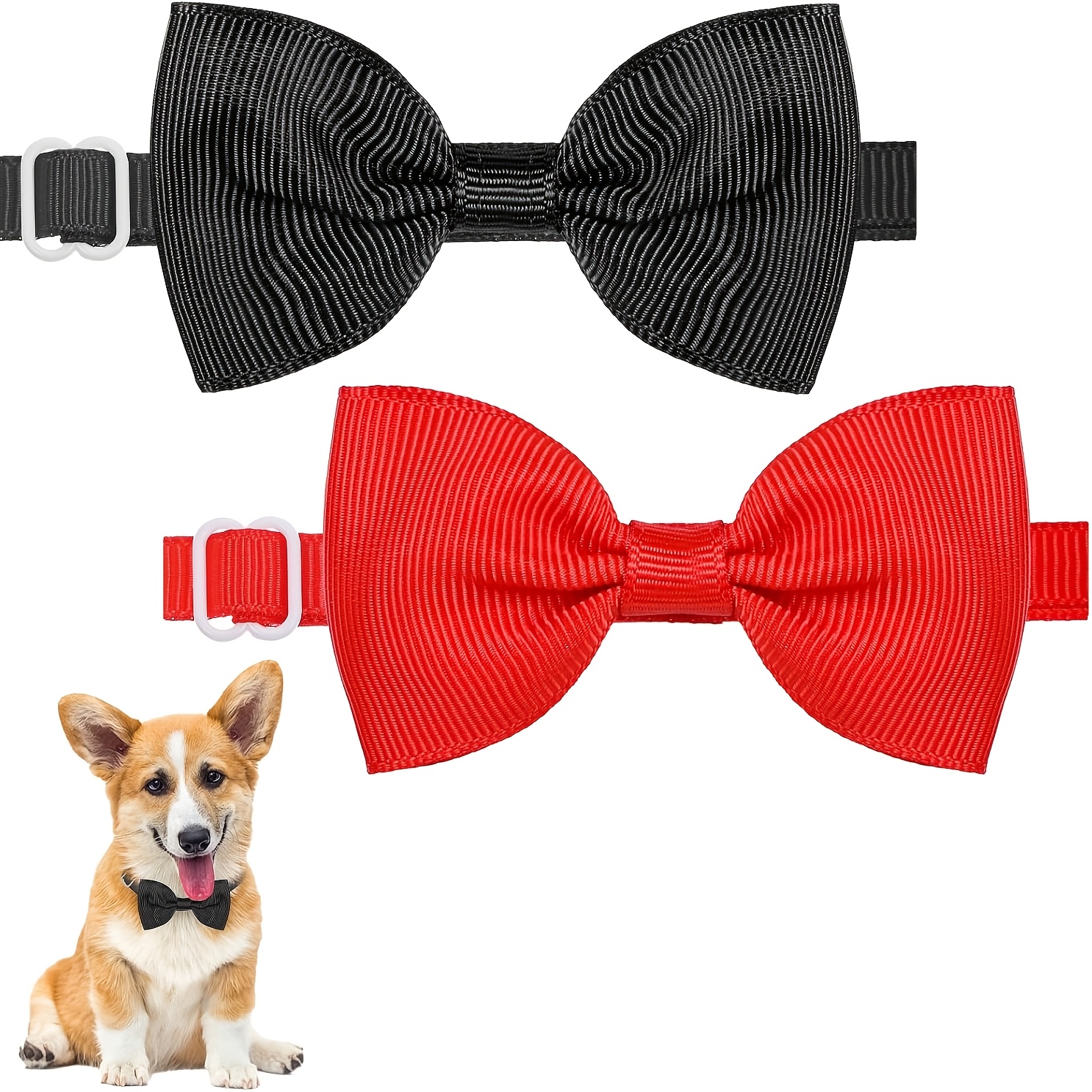 TEMU Set Of 2 Pet Black And Red Bow Ties