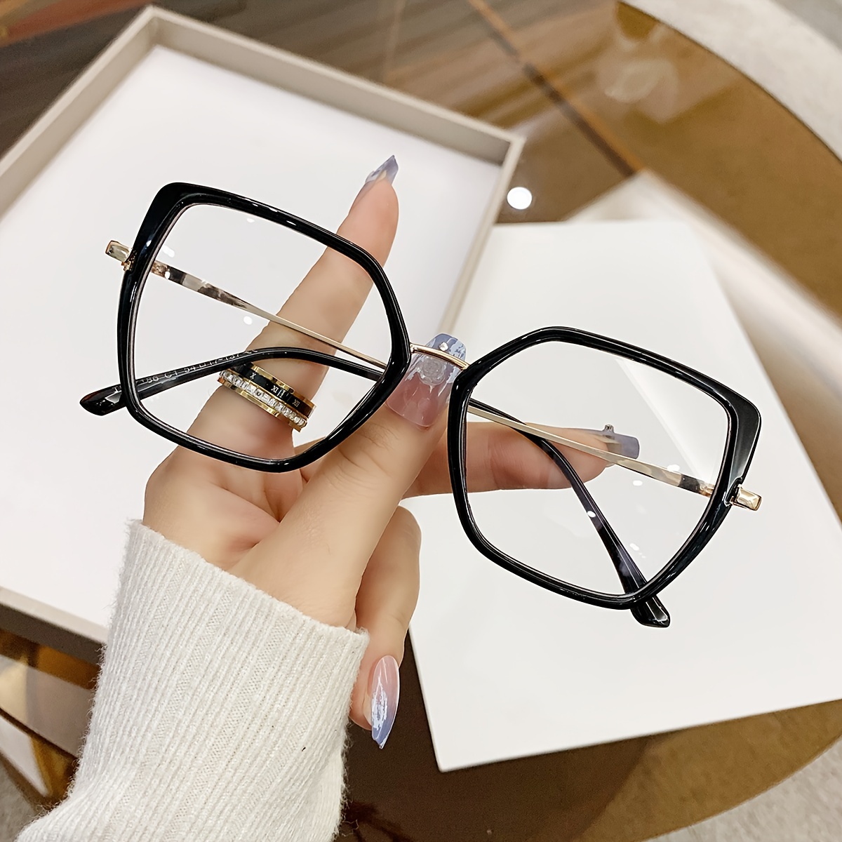 Gafas de cuadrada delgada Gafas con lentes transparentes Moda minimalista  Gafas decorativas Gafas para mujeres y hombres