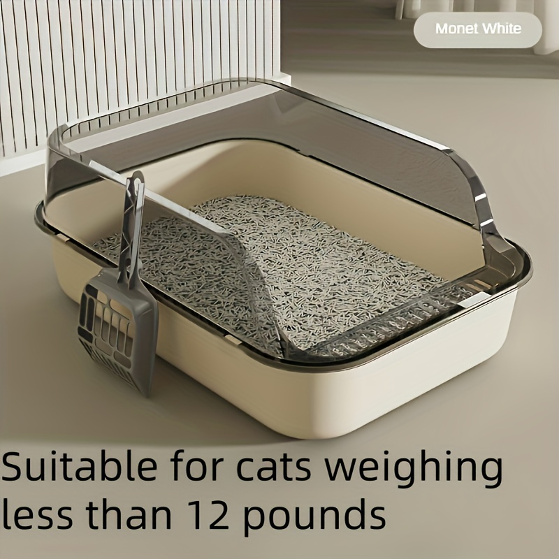 TEMU Durable Enclosed Cat Litter Box With - Square, High-sided Design For Cats Under 12lbs - Easy Clean, Cover