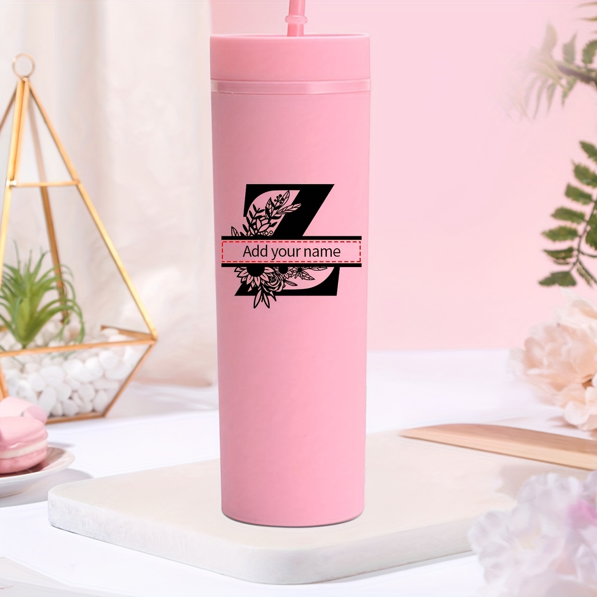 custom acrylic 16oz skinny tumblers straw personalized name - Temu United  Arab Emirates