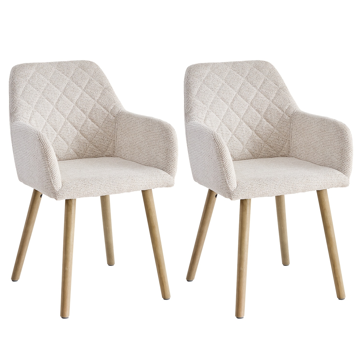 Egoonm Set Of 2 Dining Room Chairs, Dining Room Dining Chairs, Kitchen Chairs, Armchairs, Upholstered Chairs, Modern Armchairs For Living Room With Armrests, Made Of Linen Fabric, Solid Wood Legs