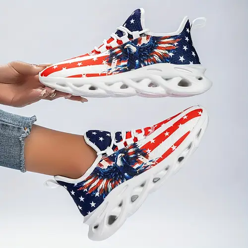 details unisex sports shoes comfortable sports shoes suitable for any season with the design of flag and suitable for running and casual travel large sized sports shoes