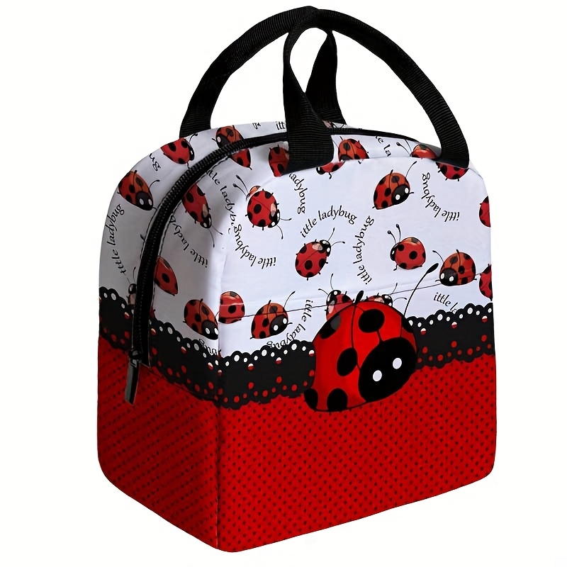 E-shop Eine Lunch-Tasche mit einem Sieben-Sterne-Käfer-Print, eine tragbare Tote Bag für Damen, leicht und isoliert, geeignet für Outdoor-Picknicks und