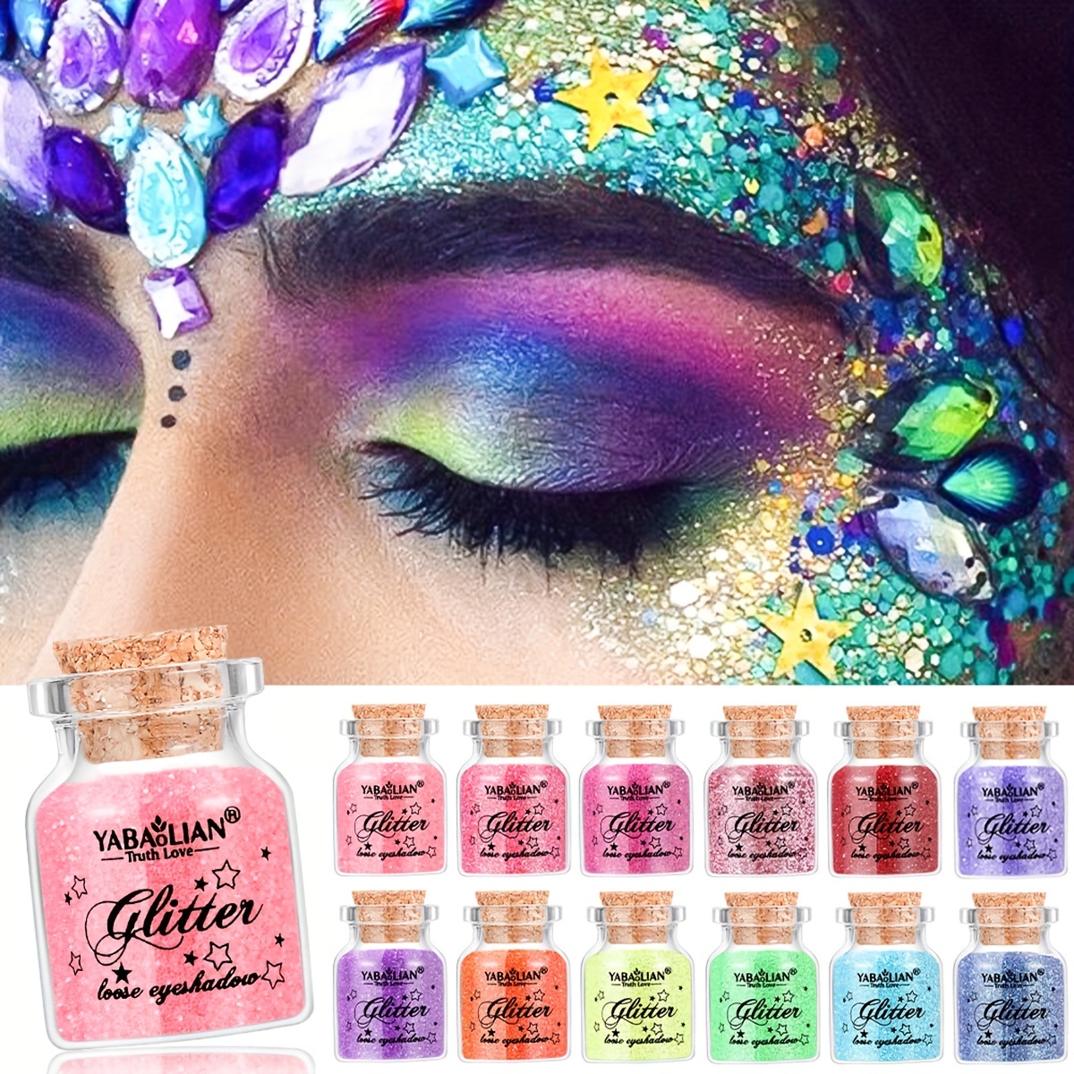 12 Colors Holographic Chunky Glitter Gel Set Christmas Party