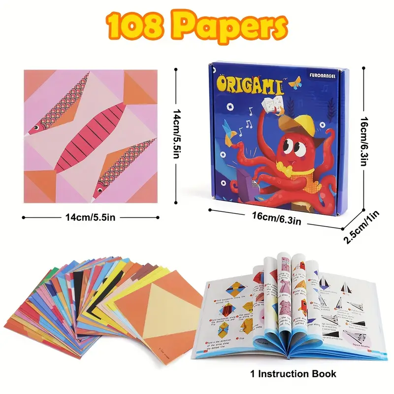 108 sheets craft origami paper for colorful folding paper 54 patterns easy origami book beginner art projects kit winter new year details 1