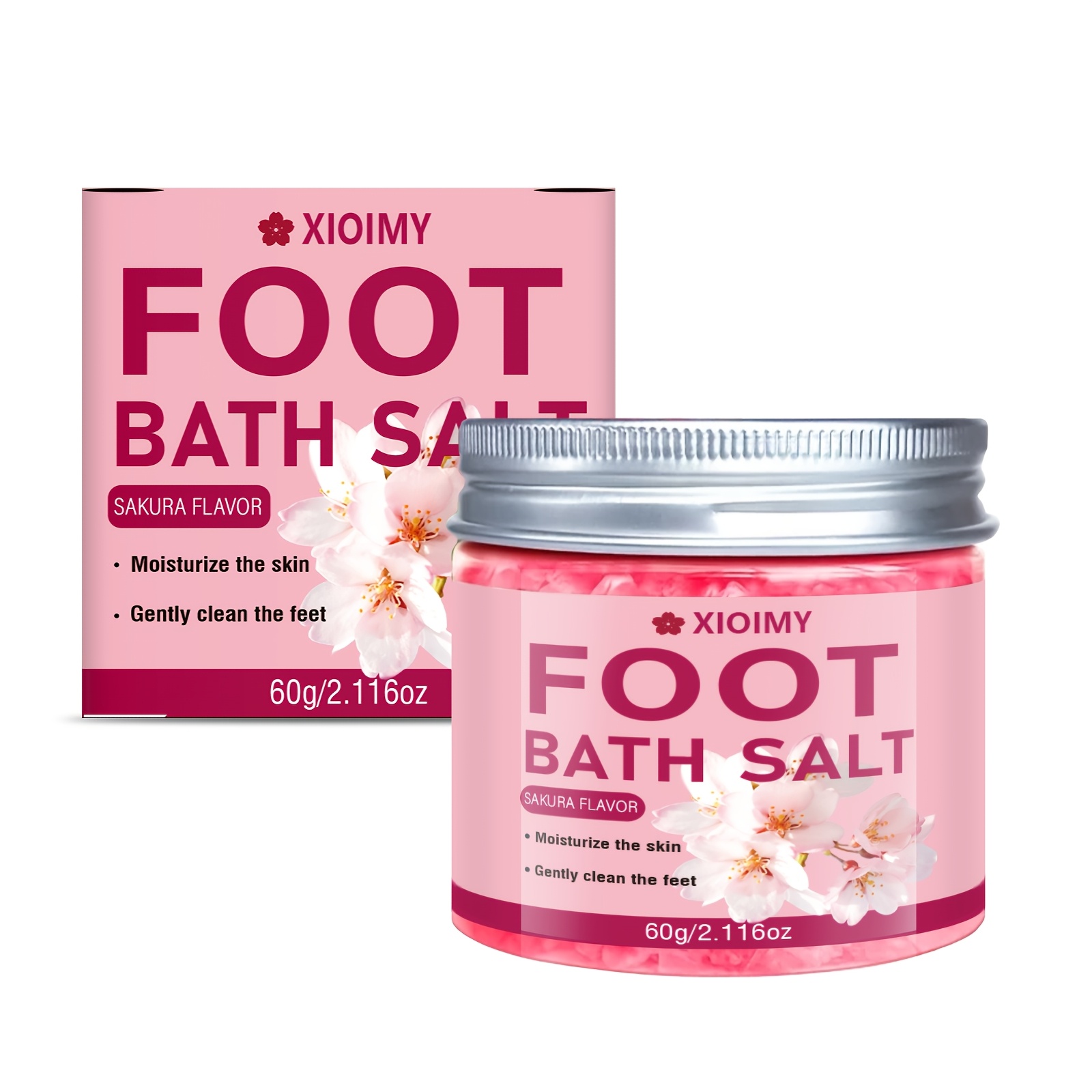 Image of Xioimy Sakura Foot Soak Salt - 60g, Deep Cleansing And Moisturizing Foot Soak, Exudes A Delicate Floral Fragrance, Feet Soft And Smooth, Diy Foot Spa, Suitable For Dry And Cracked Feet - For Women