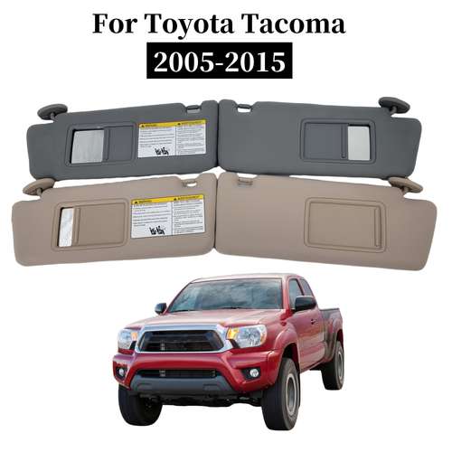 Dazone Gray Sun Visor Pair For Toyota Tacoma 2005-2015 – Driver & Passenger Side With Mirror