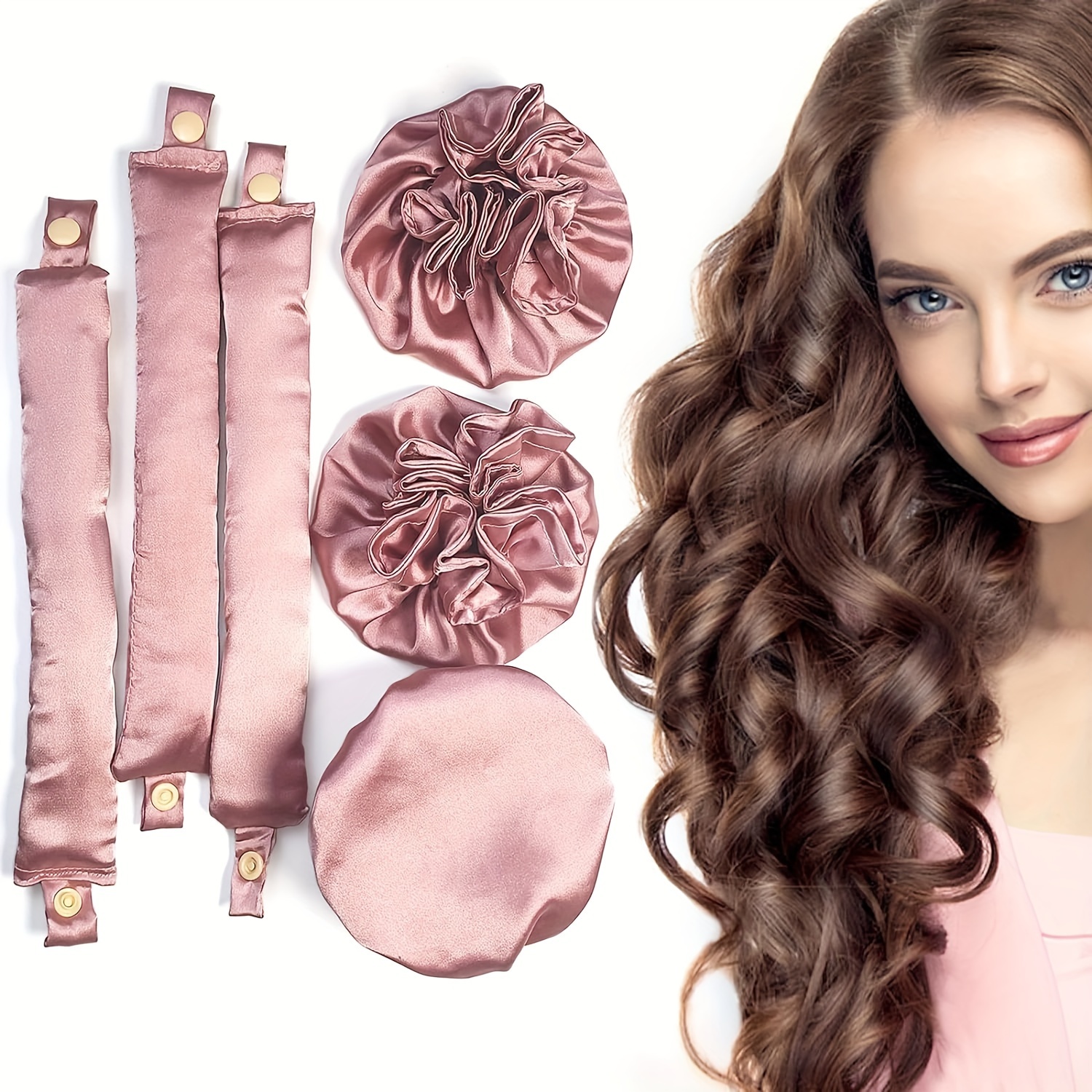 

3/6-pack Satin Hair Rollers With Caps, Soft No-heat Curling Wands, All Hair Types, Unisex Adult, Wave Texture, Fragrance-free, Normal Hair Type