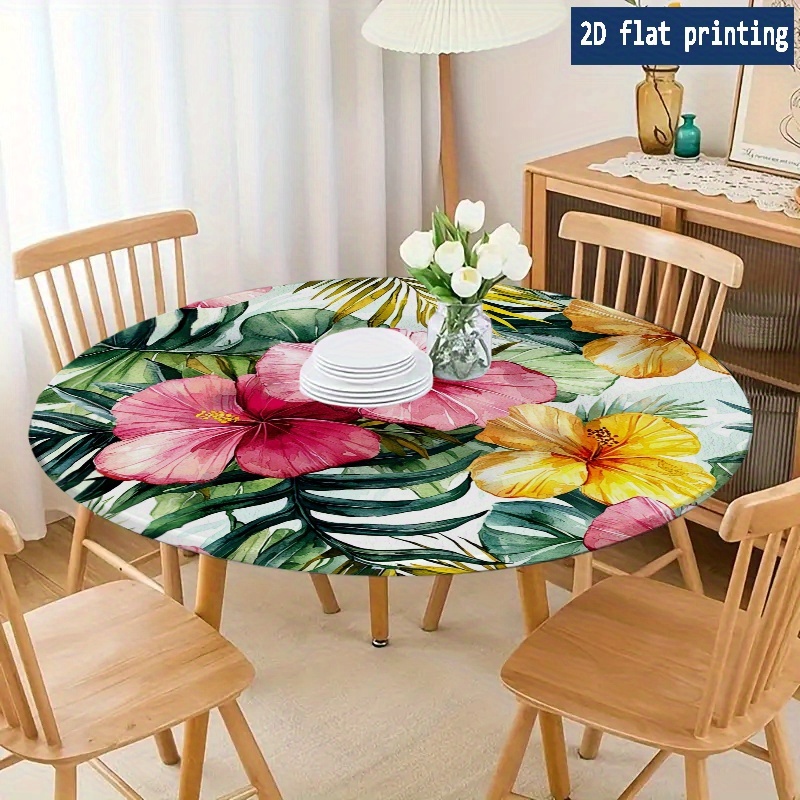 1 stück tropische palmenblätter runde tischdecke gummizug 48