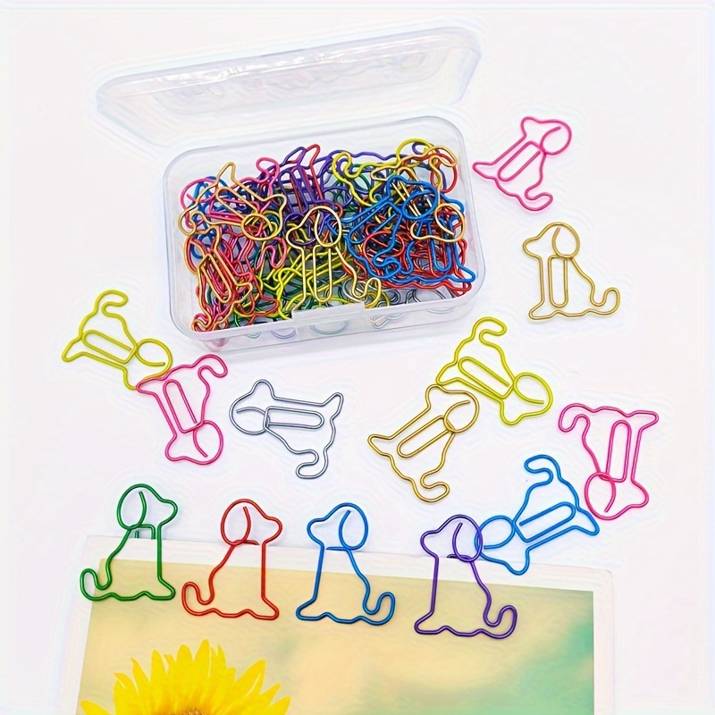 

50pcs Cute Dog-shaped Paper Clips, Creative Animal-shaped Binder Clips, Iron Material, Ideal For Dog Lovers (boxed Set)