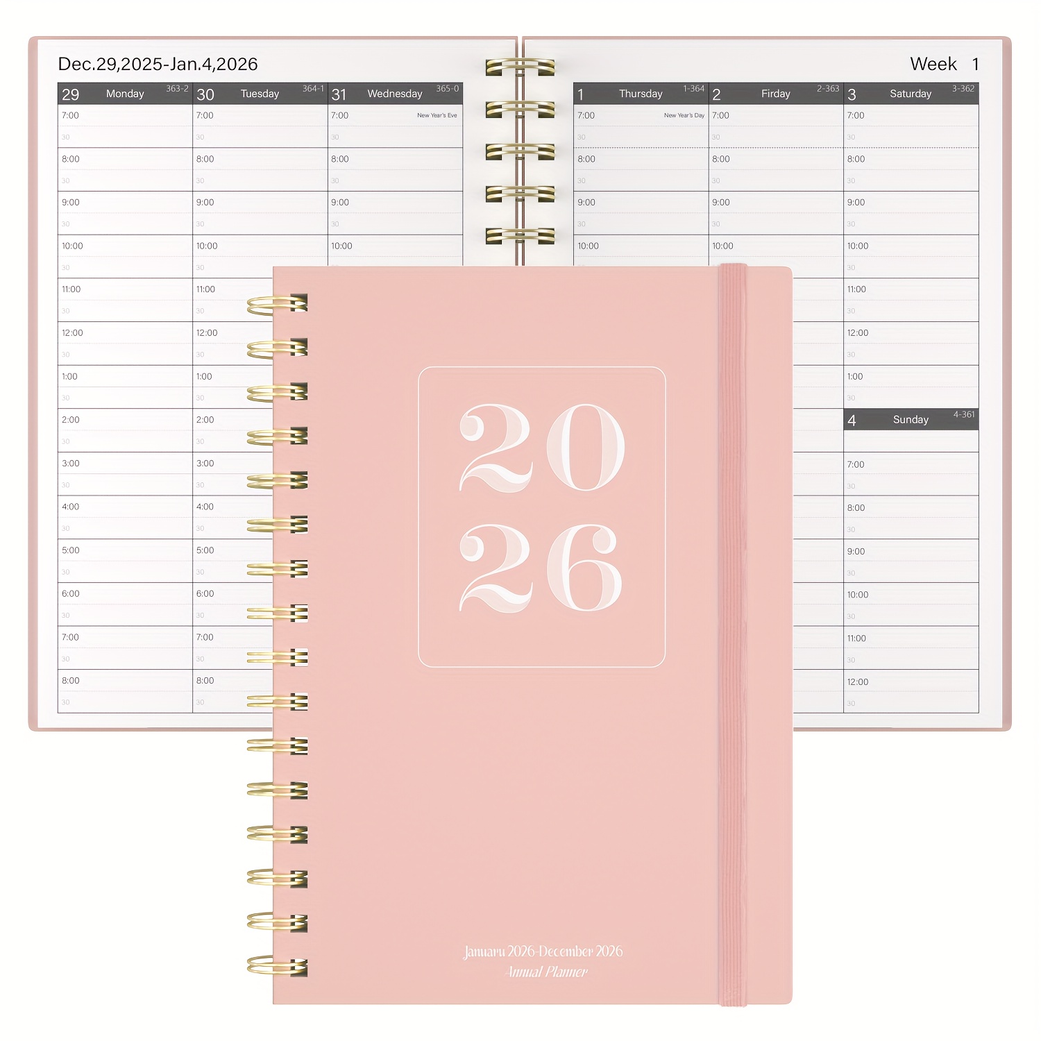 TEMU 2026 Afspraakboek 2026 Kwartierlijks, Wekelijks & Maandelijks - van tot december 2026, Weekplanner met Hardcover, Notitiepagina's, Zakken,