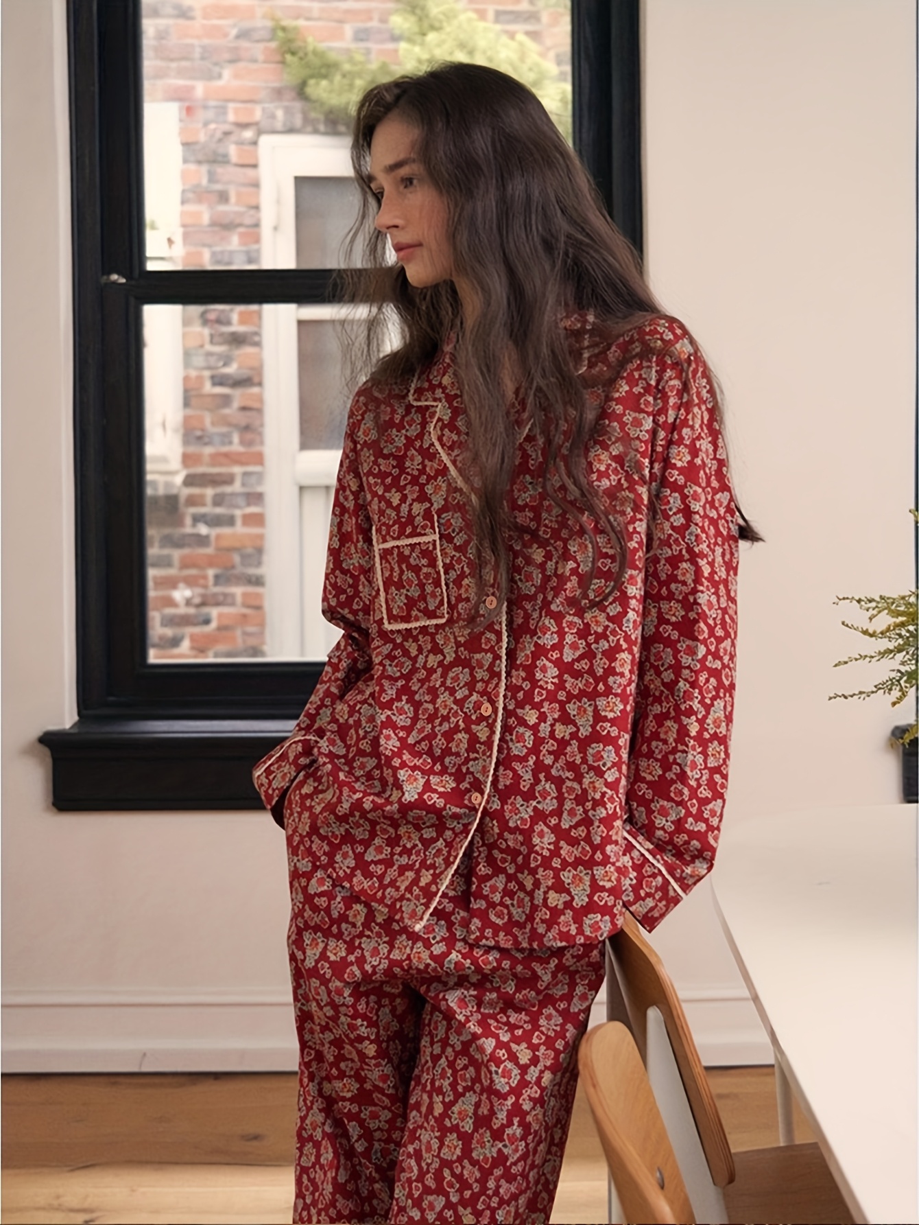 womens pajamas spring autumn new full body   lapel lace up robe with long pants elegant long sleeve top and trousers set fashionable   in korean     0
