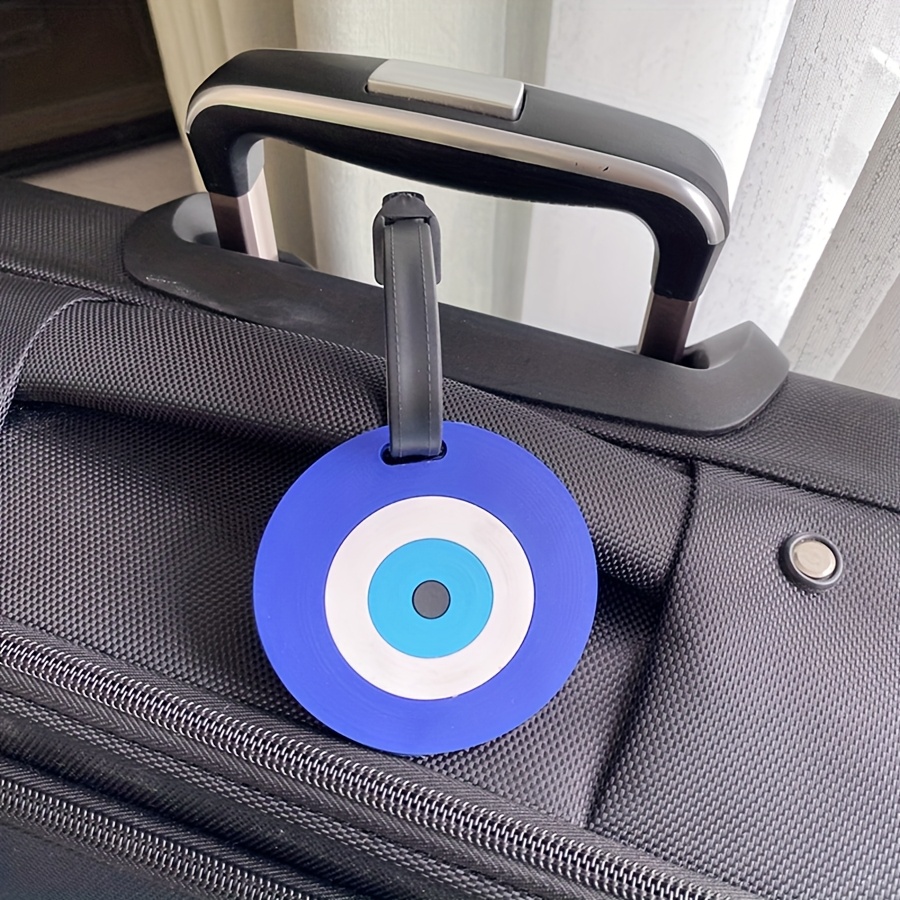 Image of 1pc/2pcs Creative Luggage Tags In Blue Cartoon Design, Made Of Pvc Silicone, Suitcase Id Cards To Prevent Loss, Portable Tags For Travel Accessories, Suitable For Men And Women.