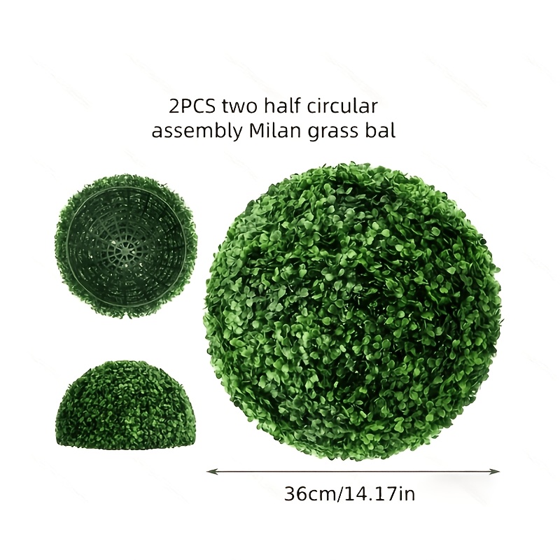 TEMU A Pair Of Artificial Semi-spherical Boxwood Half Balls, 2pcs 36cm Uv Resistant Waterproof Faux Leaf Greenery, Indoor Outdoor Garden Ceiling