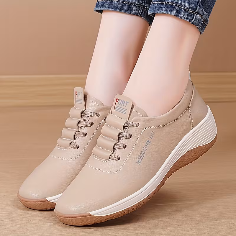 chaussures de maman élégantes pour femme, chaussures de travail décontractées antidérapantes à allongeant, mocassins à semelle durable et confortable, avec semelle épaisse à allongeant, confort à enfiler à semelle souple, lacets élastiques, baskets décontractées polyvalentes et Détails du produit 5
