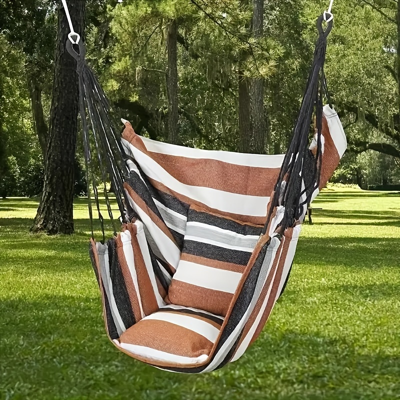 

Casual Fabric Striped Hanging Chair Without Cushion And Pillow, With 2pcs Ropes And Storage Bag