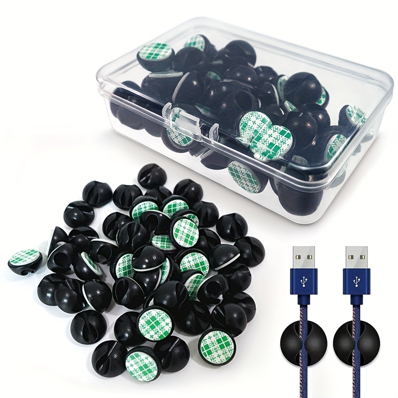 TEMU 40 Stück Kabelclips im modischen Stil aus Kunststoff mit Kleber – Einfach zu installierende, wandmontierte Kabelclips, nicht klebende Kabelclips