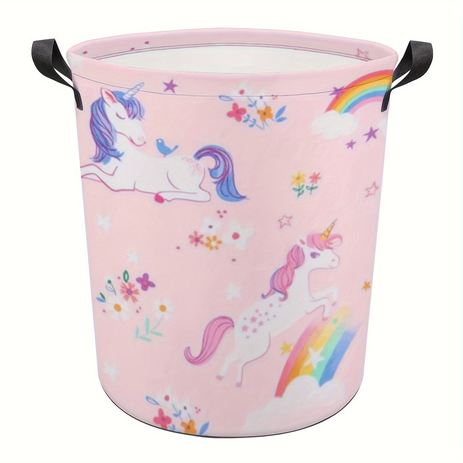 TEMU Panier à linge avec motif licorne et poignées, en tissu Oxford durable, pliable pour un rangement facile, grande capacité pour le linge ou des