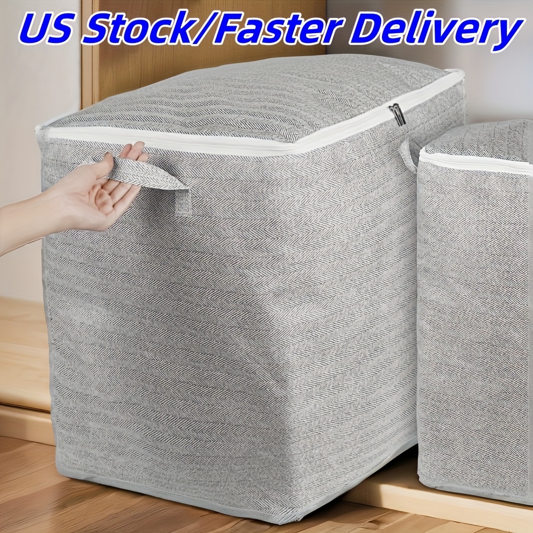 

4 Pack Extra Large Blanket Storage Containers, Multiple Sizes And Offer , Foldable Saving, Breathable Bedding Pillow Sheet Storage Bags With Zipper, Clothes Quilt Storage, Halloween Storage