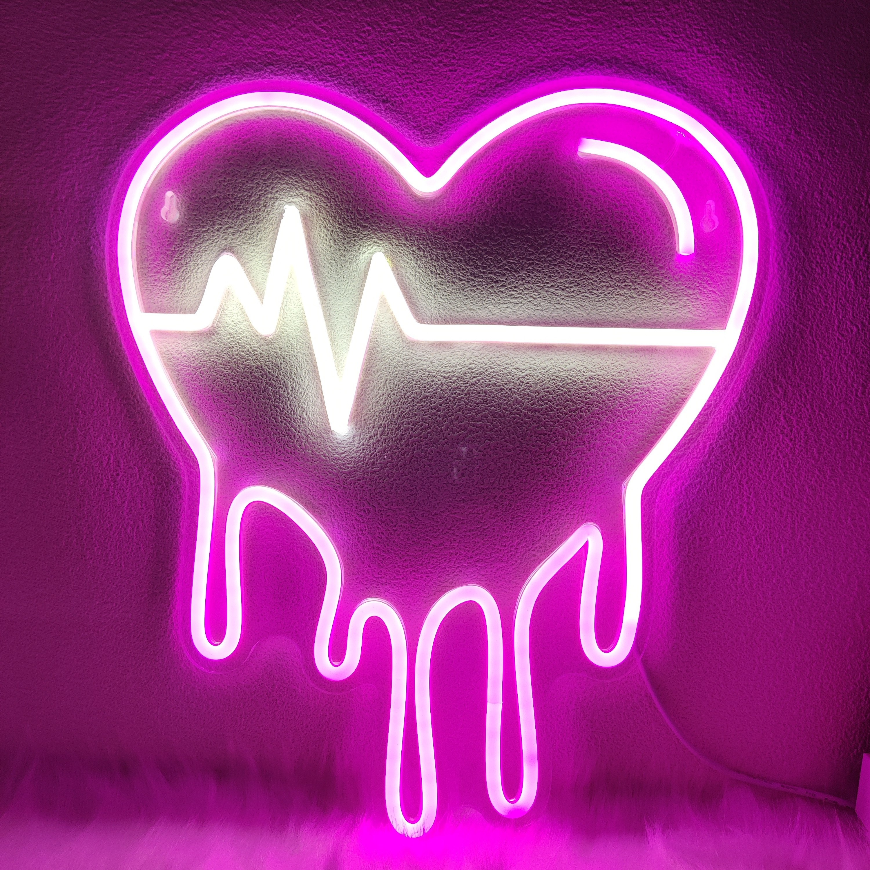 

1pc Pink Dripping Heart Neon Sign Light, For Girl, Daughter, Girlfriend, Wife, Aesthetic Melt The Love Art Led Light, For Wall Decor, For Home Bedroom, Living Room, Children's Room, Valentine Gift