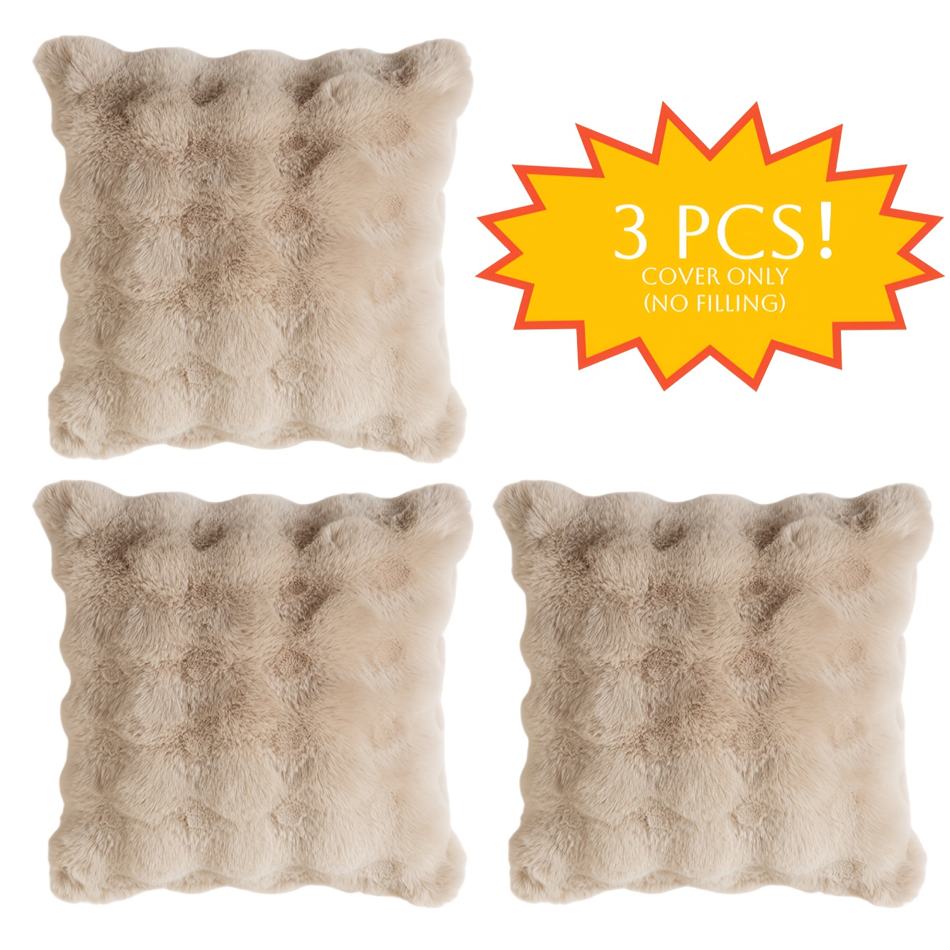 3-pack Plush Pillow Covers (filling Not Included)