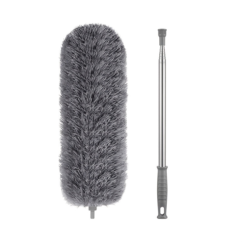 TEMU Extendable Microfiber Dusting Brush With Head - Adjustable & Reusable, Washable & Battery-free Cleaning Tool With Ergonomic Handle, Construction