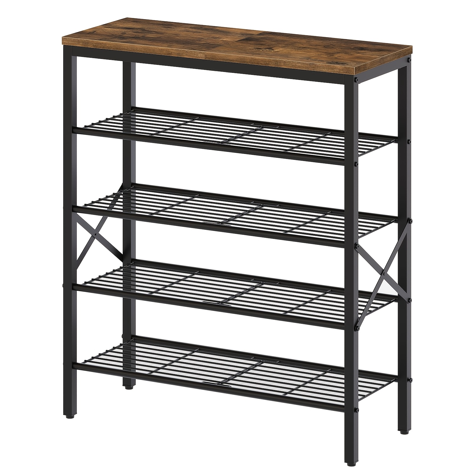 TEMU 5-tier Shoe Rack - Brown/grey Multi-functional, Easy To Assemble, Portable Storage, Suitable For 20  Pairs Of Sports Shoes, High Heels And Boots