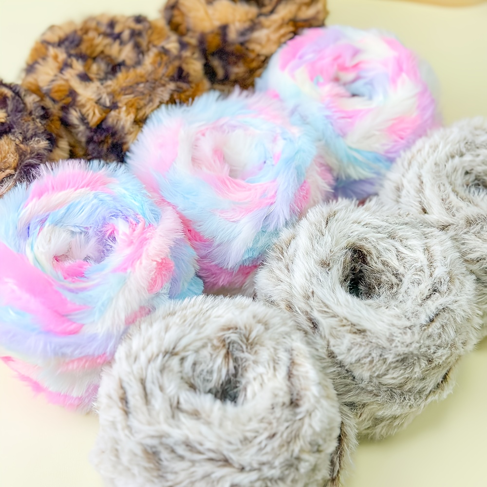 TEMU 3 Rolls Of Fur Yarn, Soft And Fluffy, Ideal For Knitting And Crocheting Hats, Scarves, And Purses, With 32 Meters Per Piece