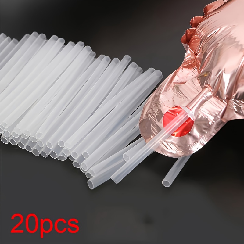 20 Plastic Balloon Inflating Straws - Universal Manual Pump Tubes For Foil Balloons, Suitable For Birthday And Wedding Party Decoration Additions