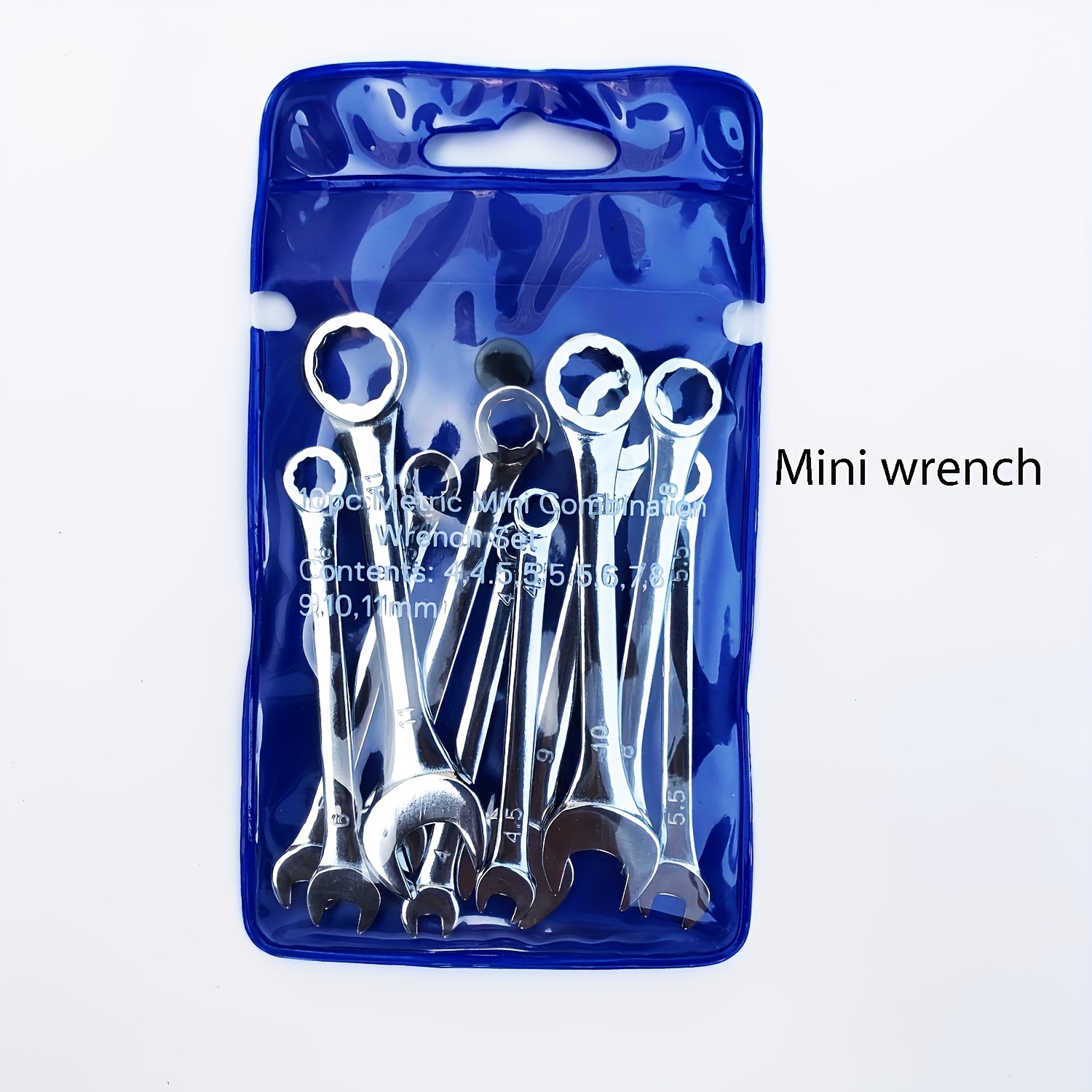 E-shop 10-teiliger Mini-Metrischer-Schlüsselsatz, Mini-Sechskant- Maulschlüssel mit Ratschenfunktion, Kombi-Ratschenschlüsselsatz, 4mm-11mm,
