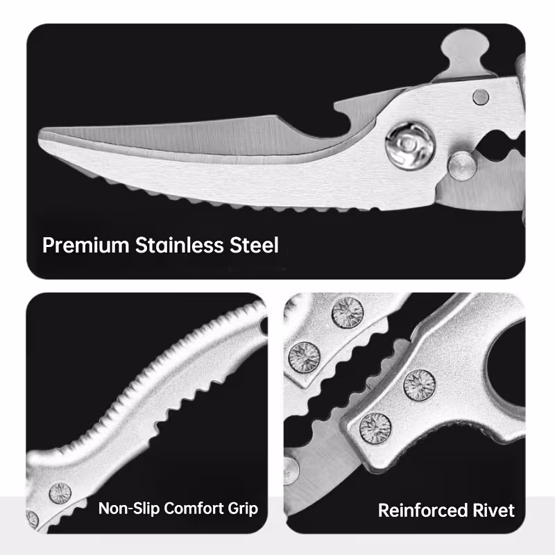bone breaking multi purpose kitchen shears effortless poultry shears with non slip handle poultry fish and shrimp tool essential for home kitchens turkey shears for christmas details 1