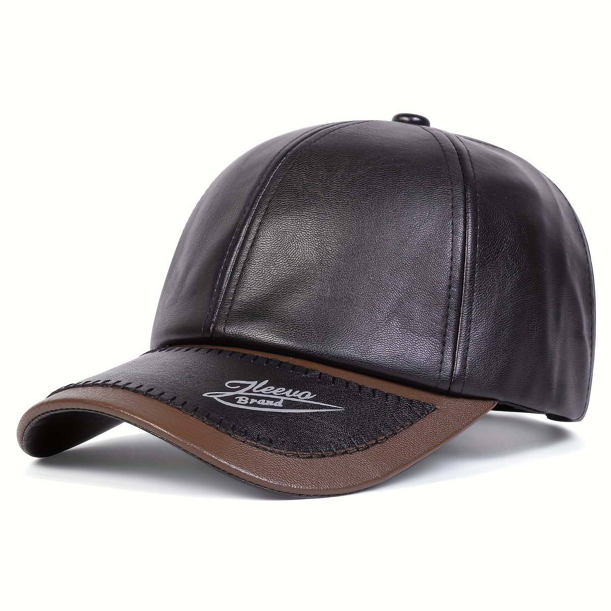 TEMU 1 Men's Brand Letter Pu Baseball , Outdoor Adjustable Warm Casual Hat, Suitable For Autumn/winter , Travel, Seaside Parties