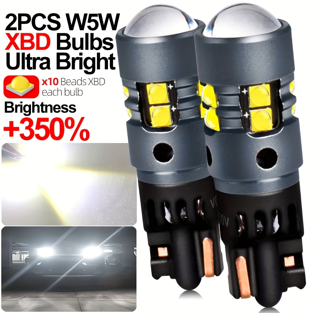 TEMU Brightness Increased By 350%, 2pcs Set Of Led Car Tail Fog Lights T15 W16w 912 921 T10 W5w, Featuring 18/10 Xbd Lens Beads, Wide Voltage