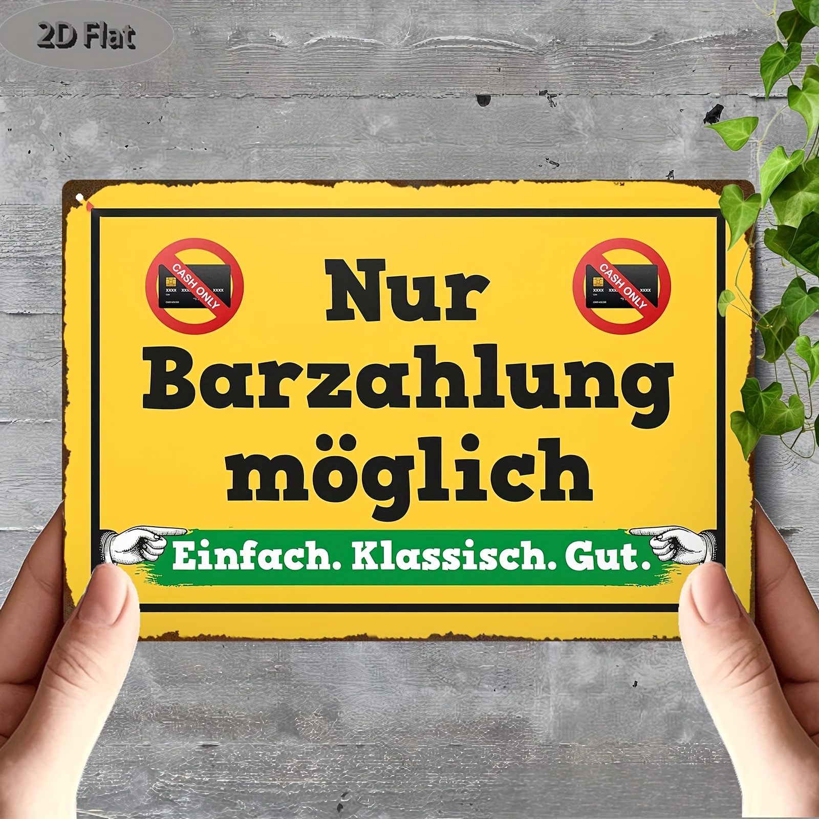 TEMU 2d Flat - 2d Flat2d Flat - 1pc 2d Flat Sign " Payment " | Funny German Wall Art For Kitchen, Bar, Patio, Porch - Unique Gift Idea, 20.32x30.48