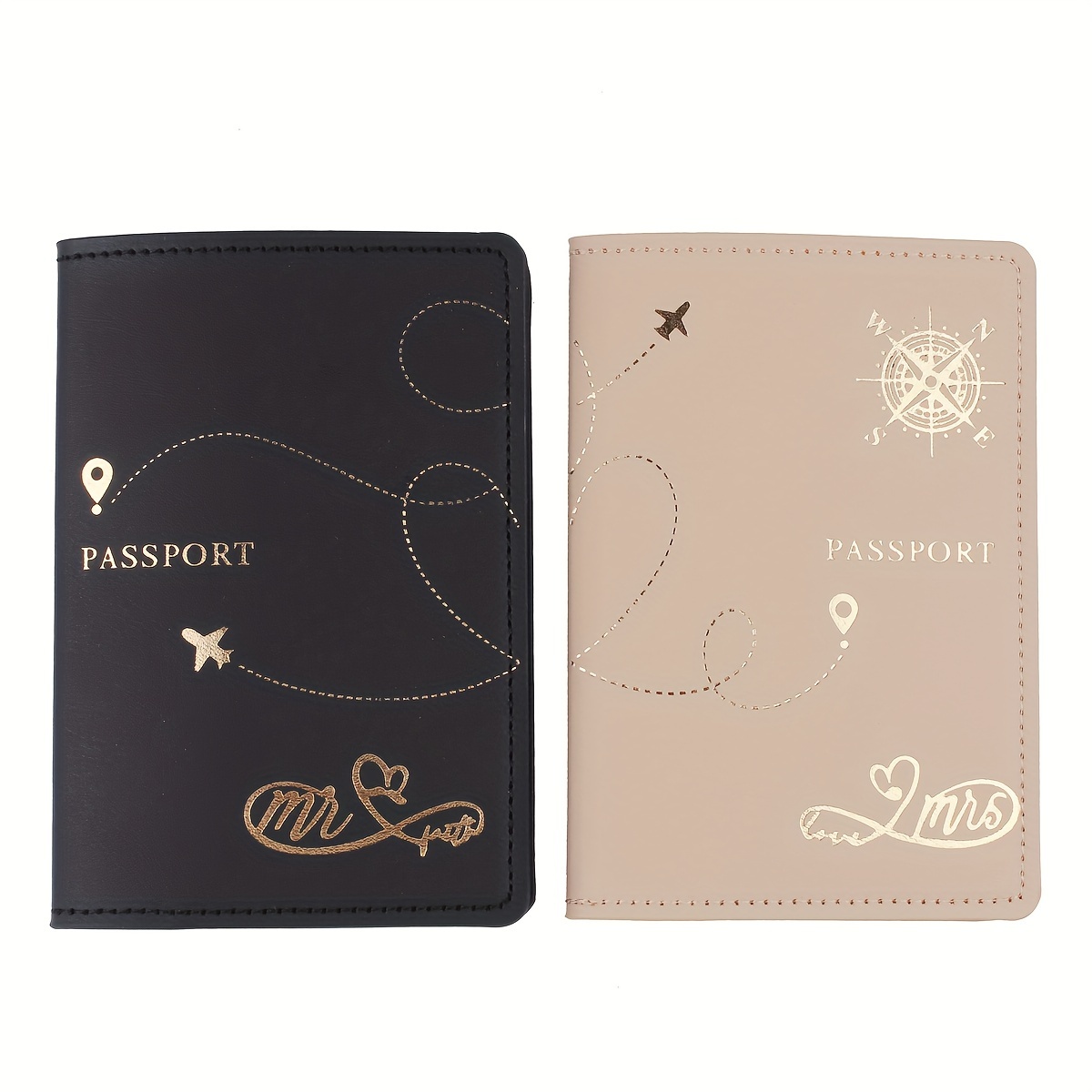 

2pcs, Mr. And Mrs. Couple's Travel Passport Holder, Passport Protector, Passport Cover, For Honeymoon