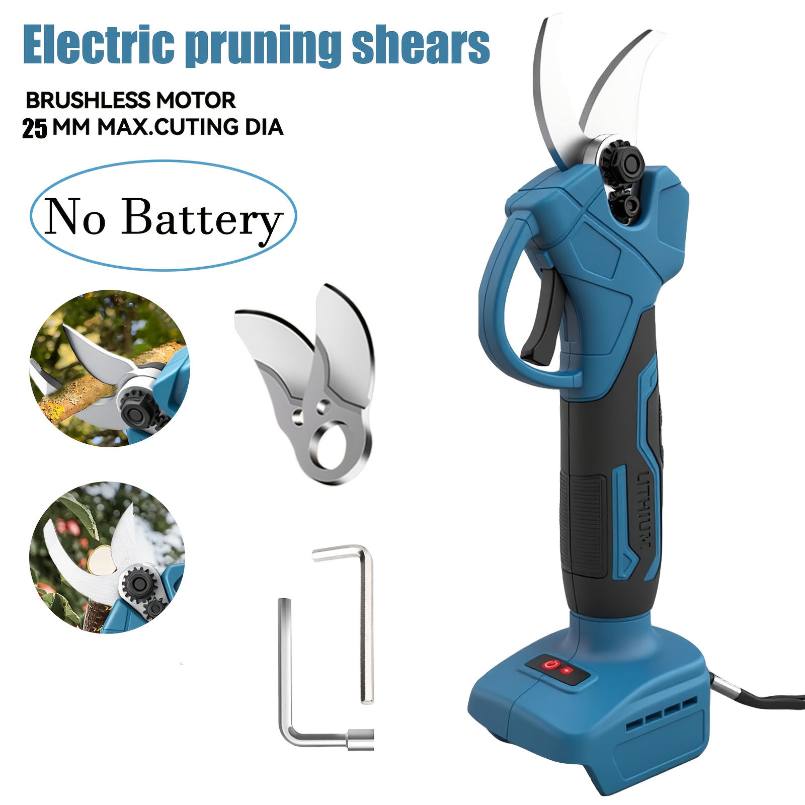 18v Electric Pruning Shears, Max 25mm Cutting Diameter Cordless Garden Pruning Scissors, Brushless Motor For Garden Tree Branch (no Battery)
