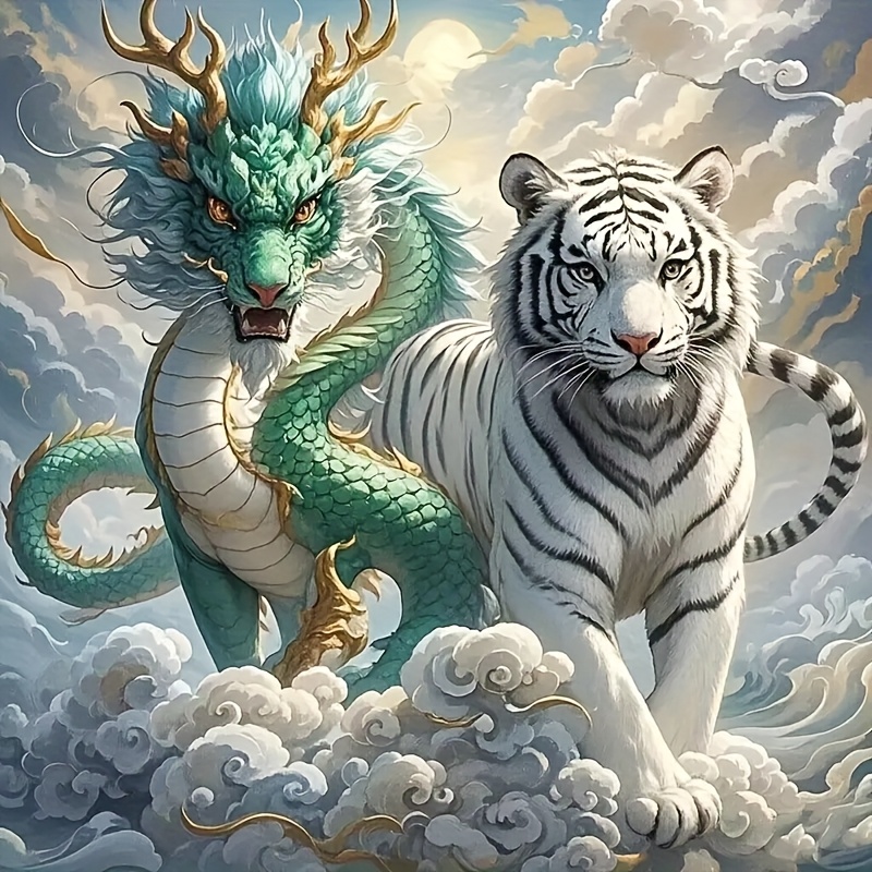 1 set dragon white tiger theme cross stitch kit diy art - Temu Germany
