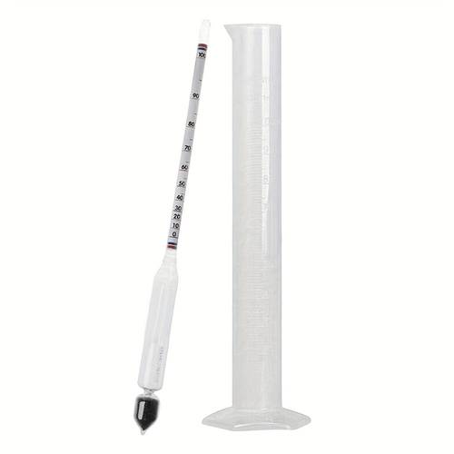 alcohol hydrometer 0 tester with 100ml plastic measuring cup glass and plastic construction for spirits and liquor brewing accurate temperature calibrated for home distilling and spirit testing