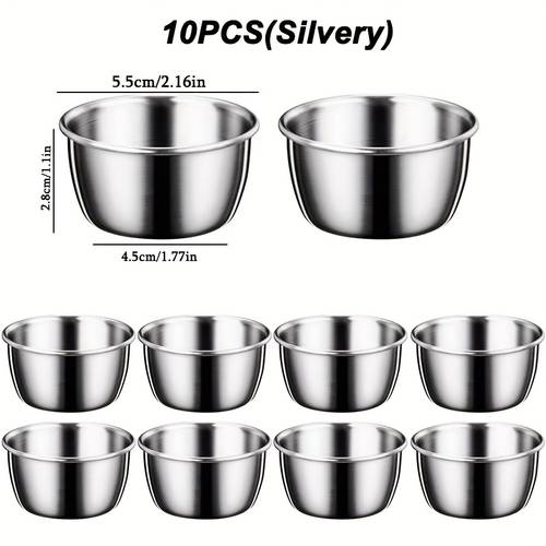 10pcs 304 stainless steel sauce cups durable 1 58oz mini dipping dish round dipping bowl for sauce sauce reusable small dipping bowl for cold dish board cheese boardchristmas thanksgiving picnic etc
