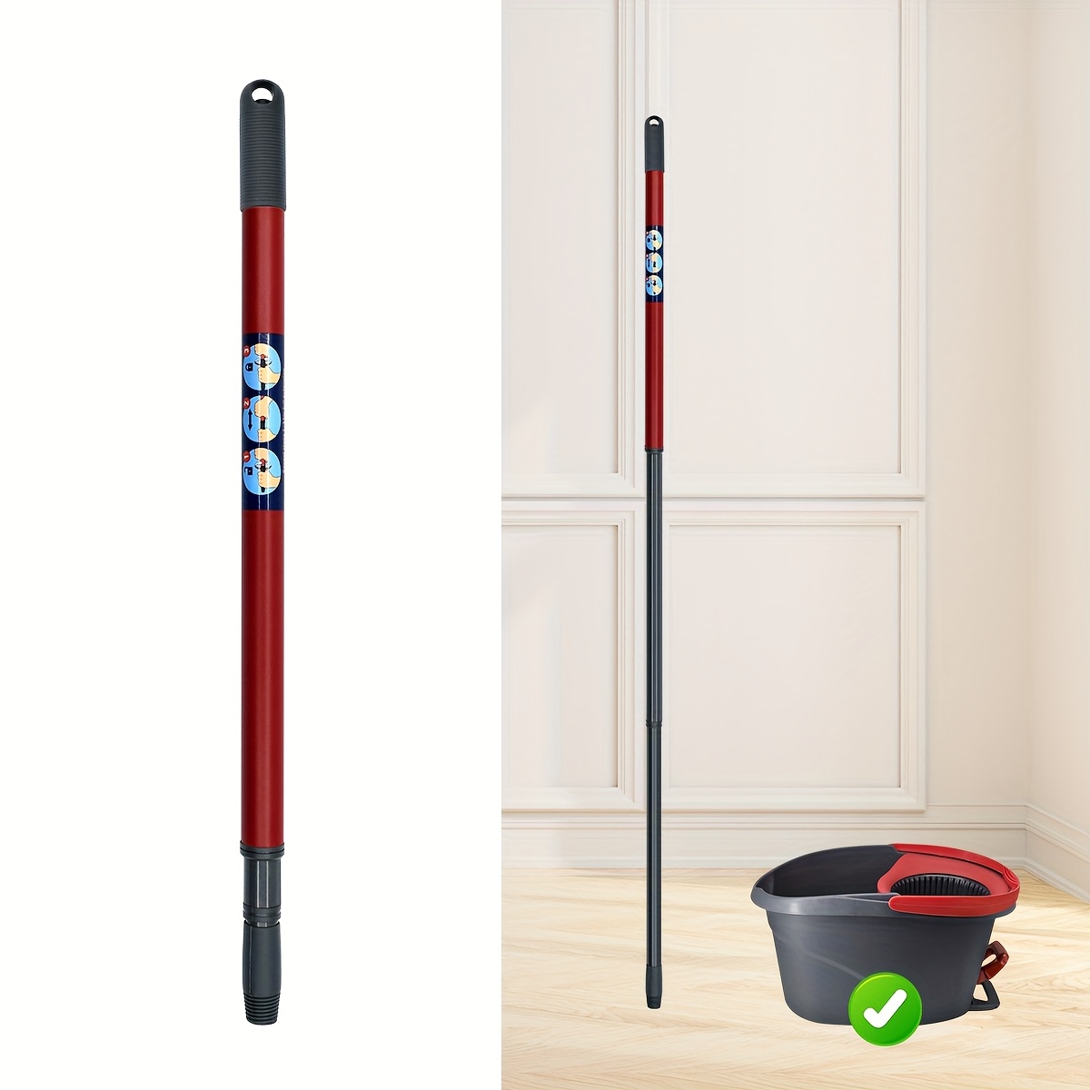 

High-quality Mop Replacement Handle - Easy , Plastic/metal, Compatible With Spin Mop & Easywring 1-/2- Models