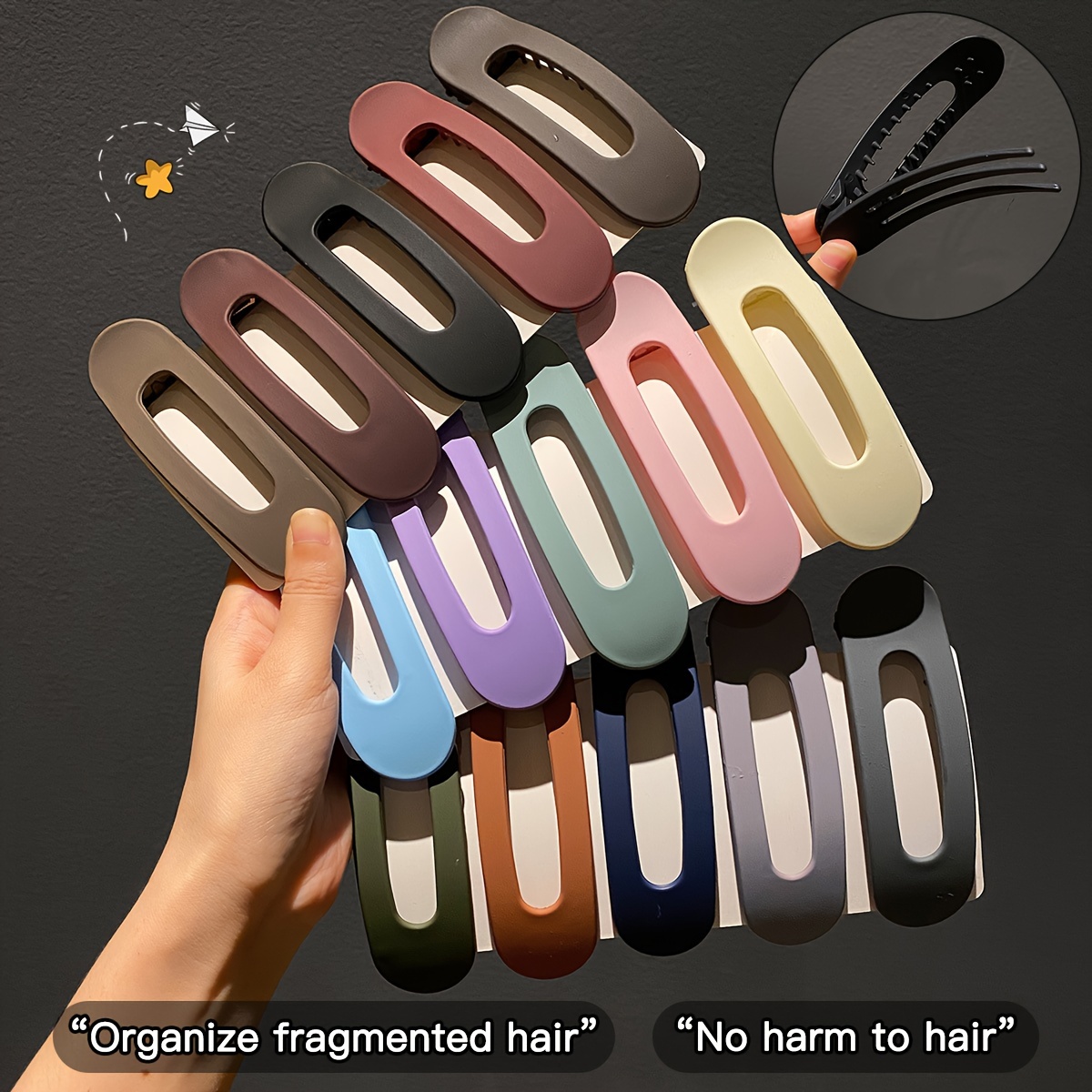 

Resin Hair Clips For Women - 5/15pcs Large Elegant Matte Hair Barrettes - Non-slip Cute Oblong Hairpins For Teens And Adults - Solid Color Hair Accessories Set