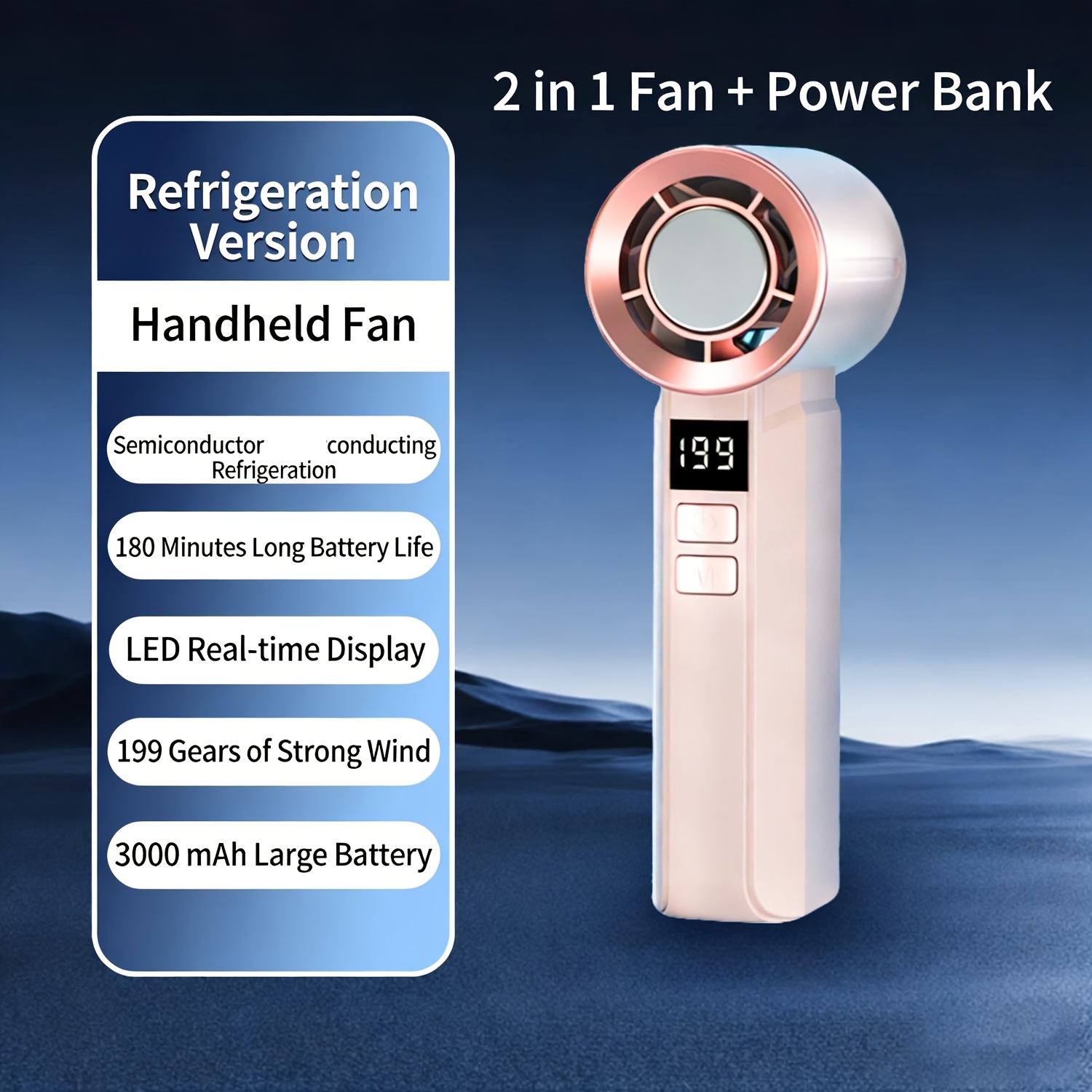 Handheld Portable Turbo Fan With Ice Cooler, Speed (1-199), Rechargeable Personal Fan, Small Pocket Hand Fans For Travel/vacation/summer/concerts/home/office