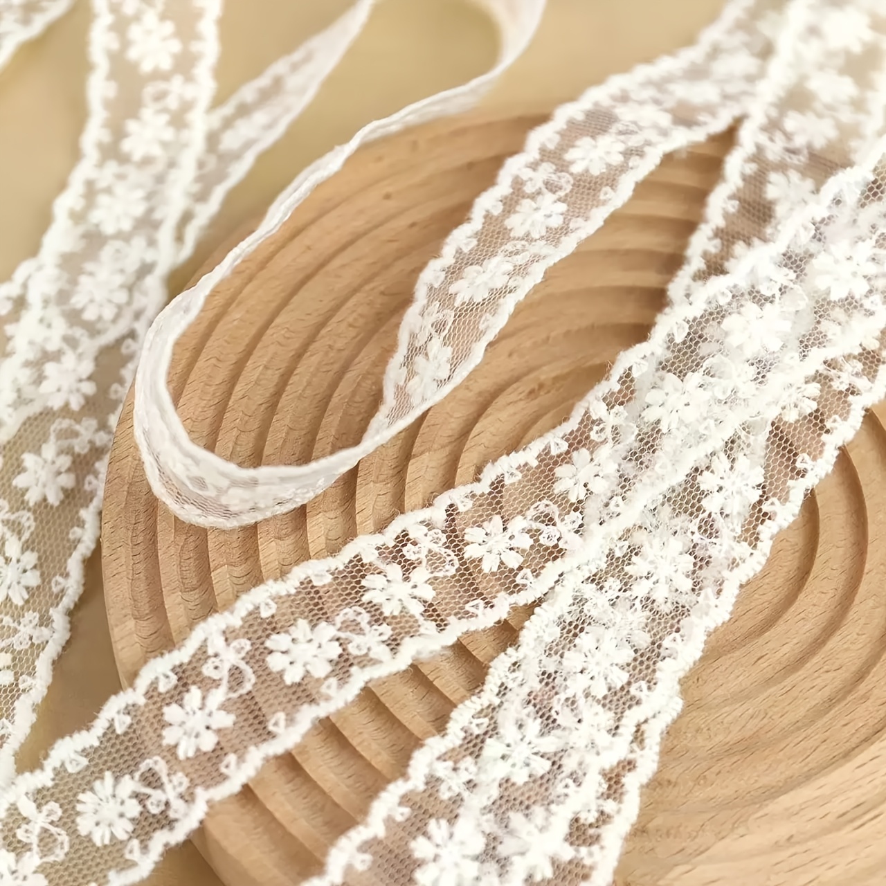 White Lace Ribbon With Bow, Webbing For Bouquet Wrapping, Diy Craft Material, Apparel Accessory, Gift Fabric Ribbon For Decoration