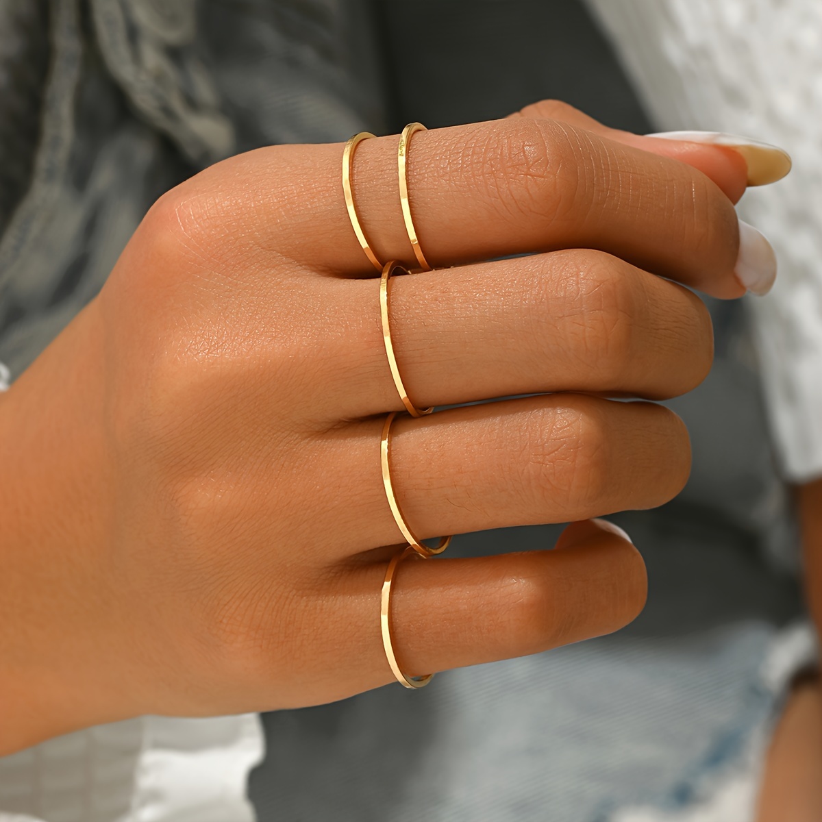 5Pcs Set Plain Rings Minimalist Jewelry